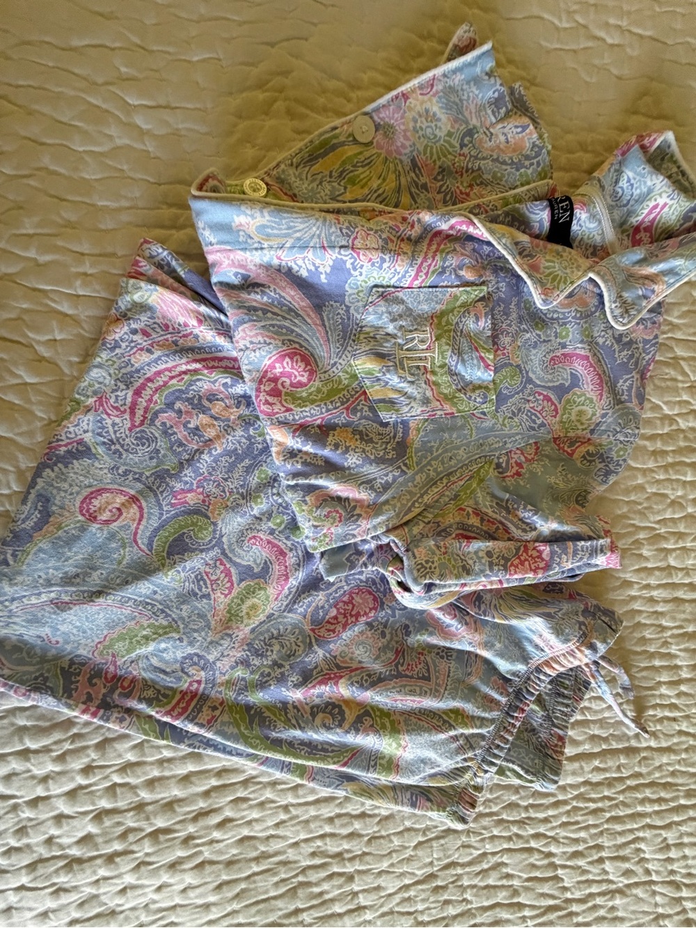 Ralph Lauren Paisley Short-Sleeve Knit Pajama Set - Picture 6 of 9